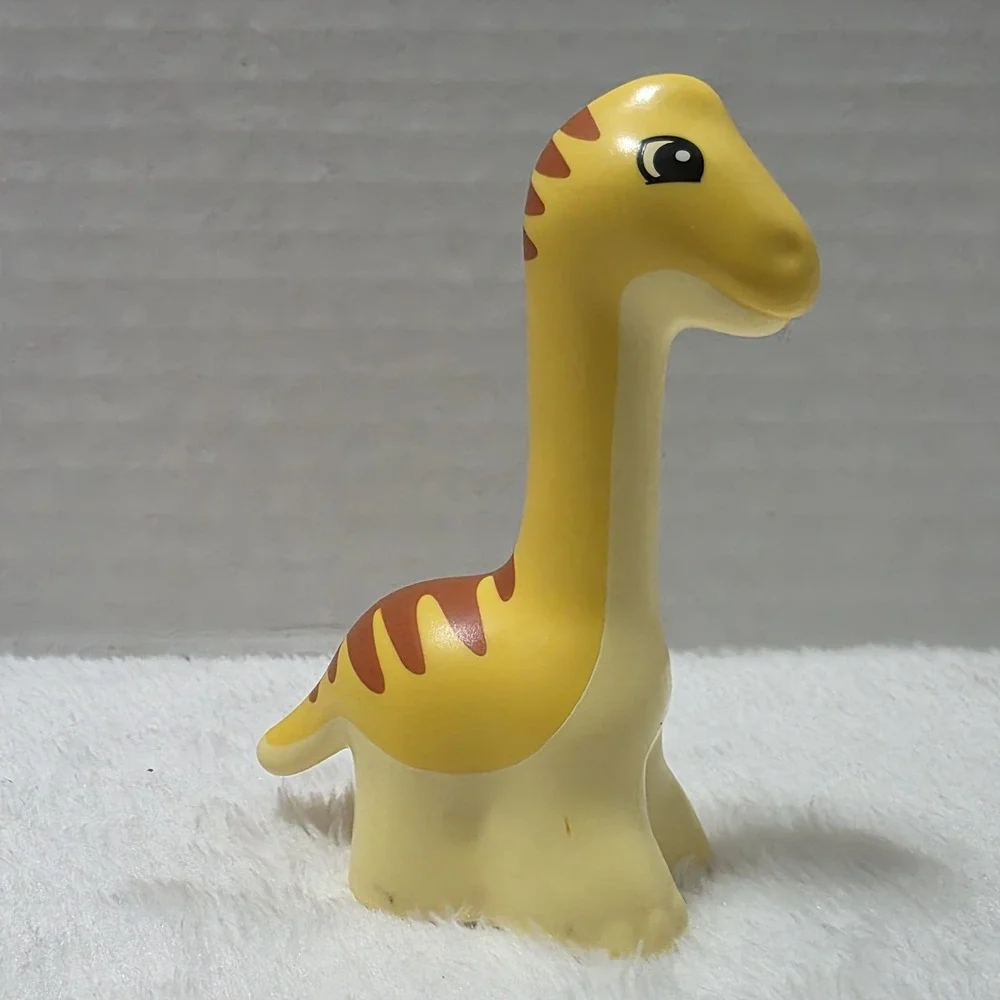 1x Lego Duplo‎ Animal Dino Baby Diplodocus Light Yellow Pattern Striped